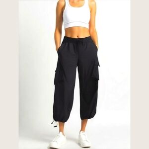 Casei Black Nylon Baggy Cargo Pants M